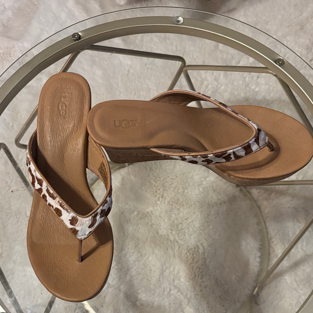 UGG Women's Leopard Print and Tan Sandals - Picture 7 of 7